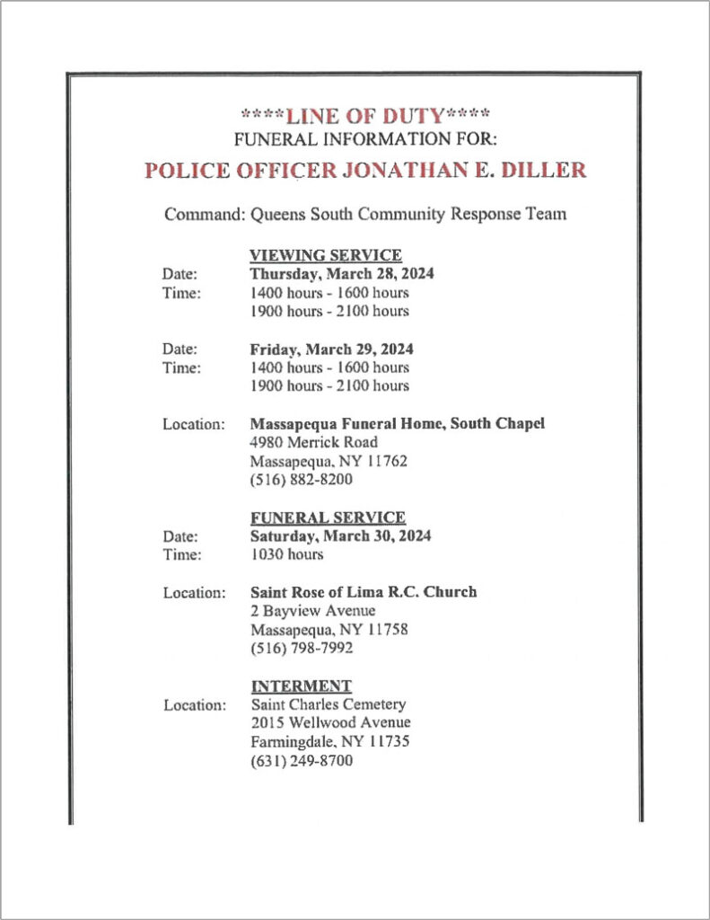 Funeral Info PO Jonathan E. Diller